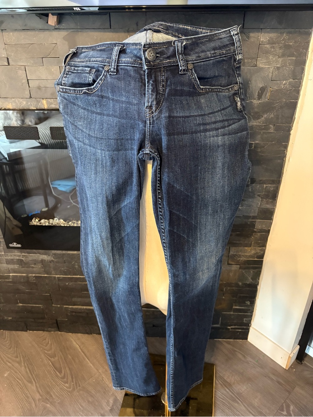 Silver jeans, Women's Dark Blue Slim Straight Jeans